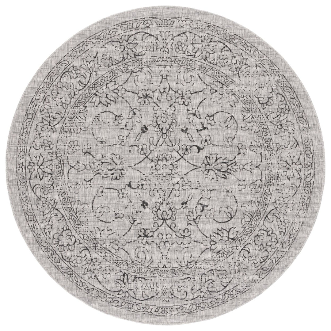 SAFAVIEH Outdoor CY8680-37612 Courtyard Grey / Black Rug Image 1