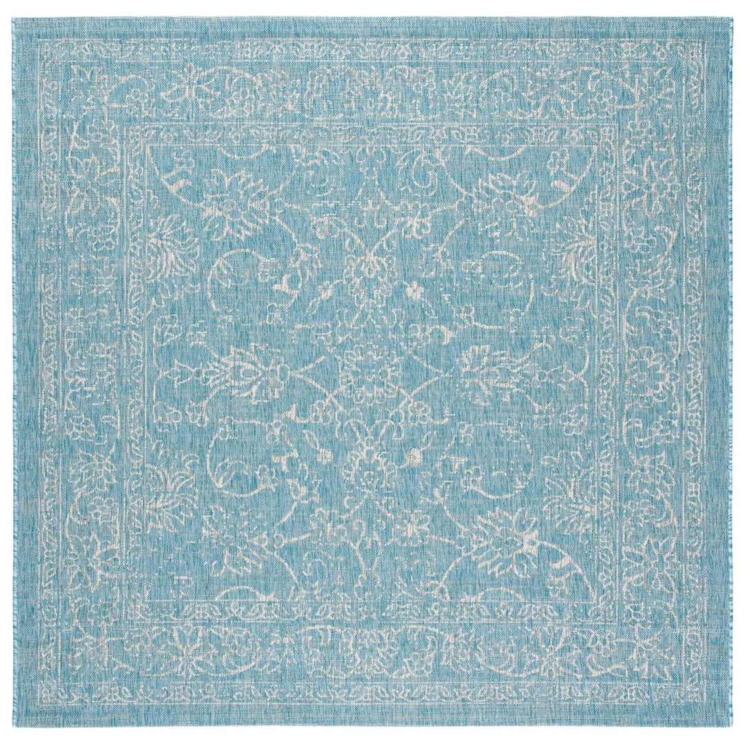 SAFAVIEH Outdoor CY8680-37121 Courtyard Aqua / Grey Rug Image 7