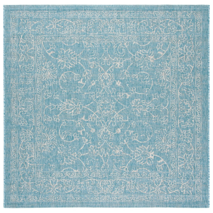 SAFAVIEH Outdoor CY8680-37121 Courtyard Aqua / Grey Rug Image 1