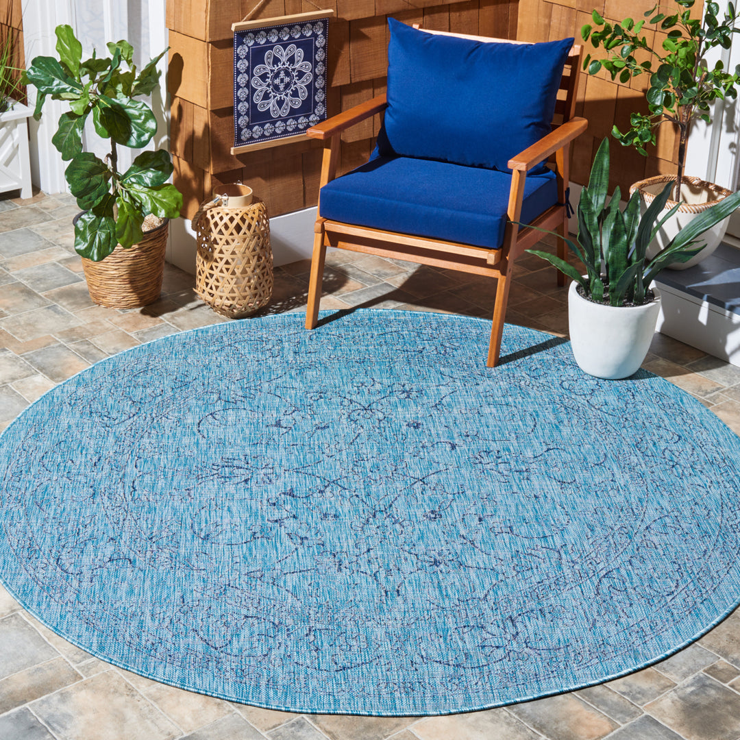 SAFAVIEH Outdoor CY8680-39412 Courtyard Aqua / Navy Rug Image 2