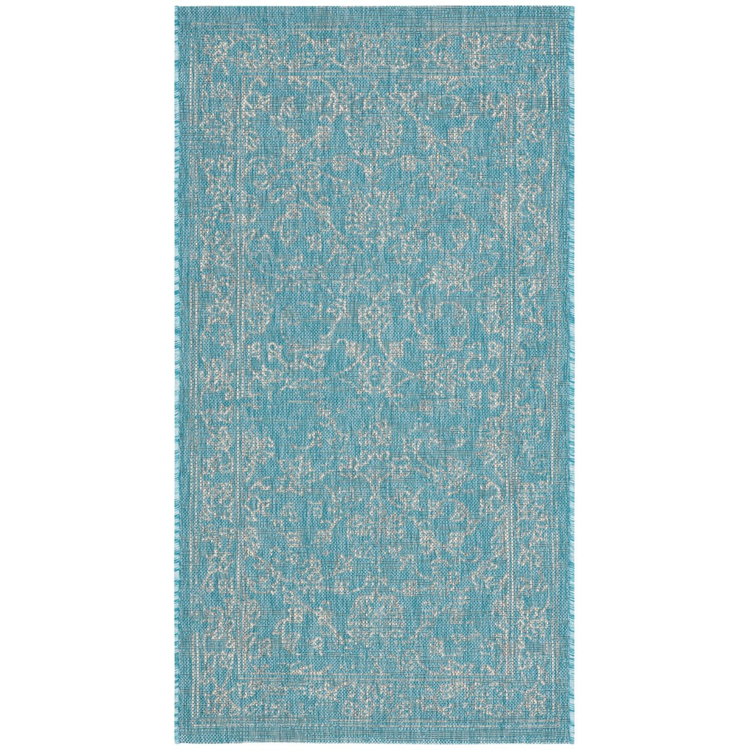 SAFAVIEH Outdoor CY8680-37121 Courtyard Aqua / Grey Rug Image 1