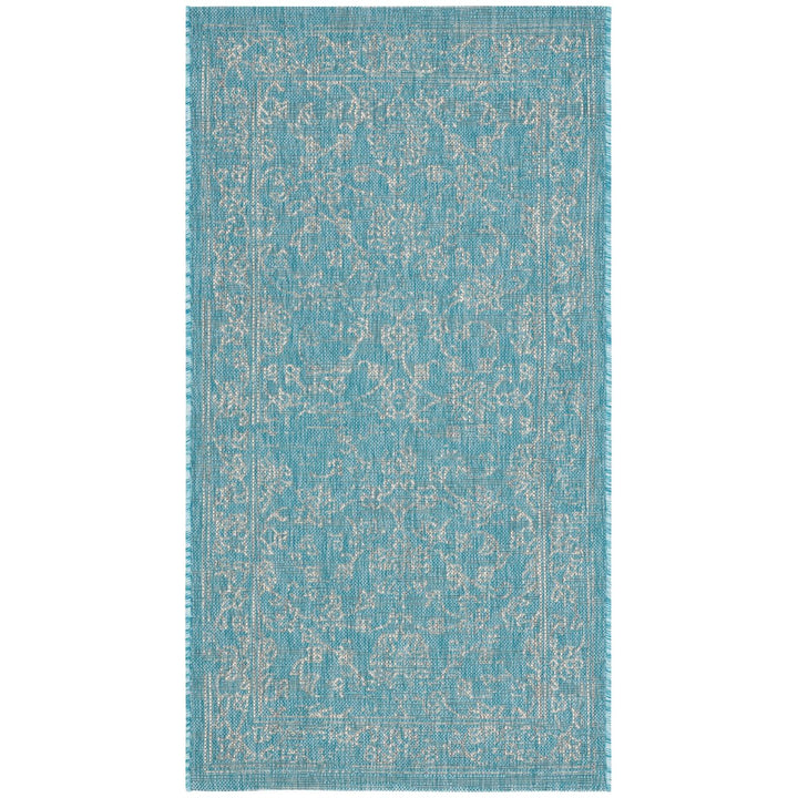 SAFAVIEH Outdoor CY8680-37121 Courtyard Aqua / Grey Rug Image 1