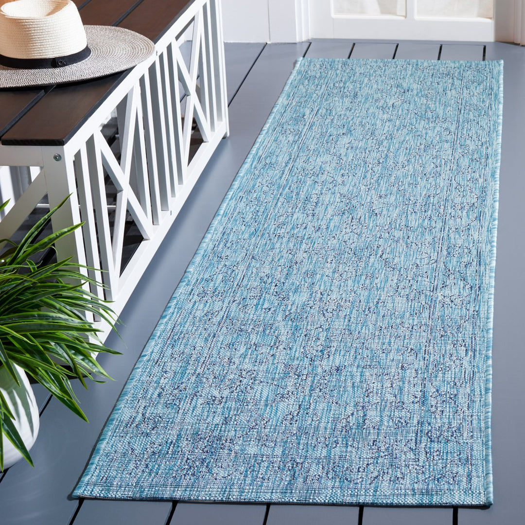 SAFAVIEH Outdoor CY8680-39412 Courtyard Aqua / Navy Rug Image 3