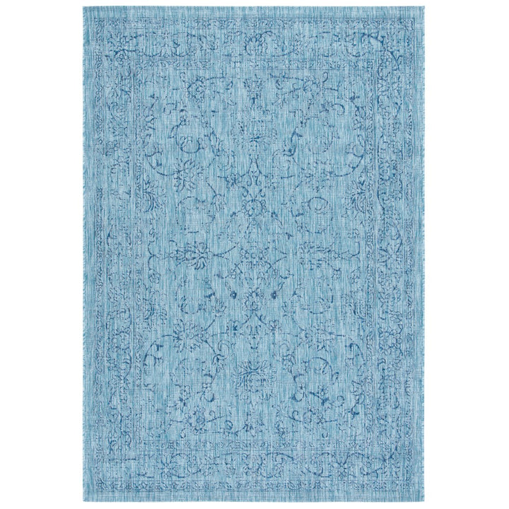 SAFAVIEH Outdoor CY8680-39412 Courtyard Aqua / Navy Rug Image 4