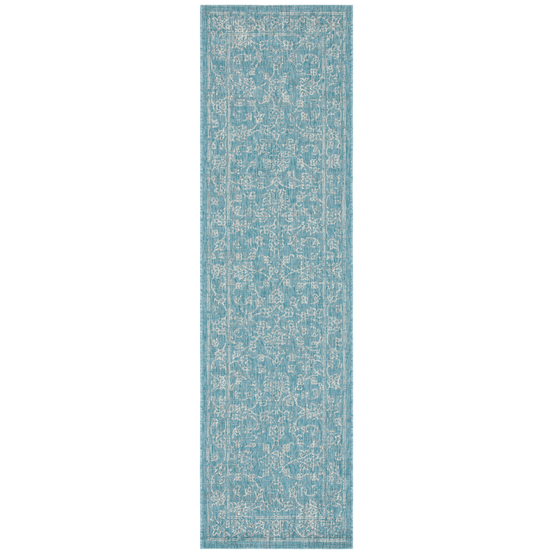 SAFAVIEH Outdoor CY8680-37121 Courtyard Aqua / Grey Rug Image 11