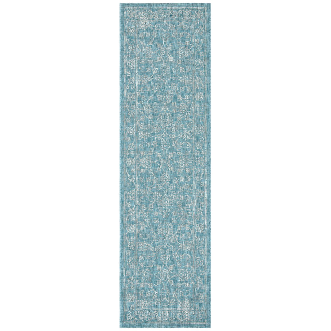 SAFAVIEH Outdoor CY8680-37121 Courtyard Aqua / Grey Rug Image 1