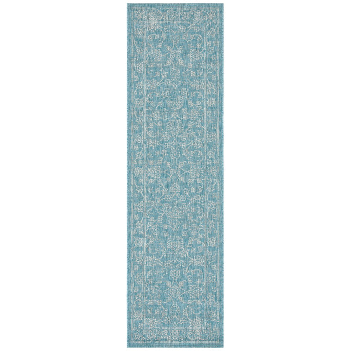 SAFAVIEH Outdoor CY8680-37121 Courtyard Aqua / Grey Rug Image 1