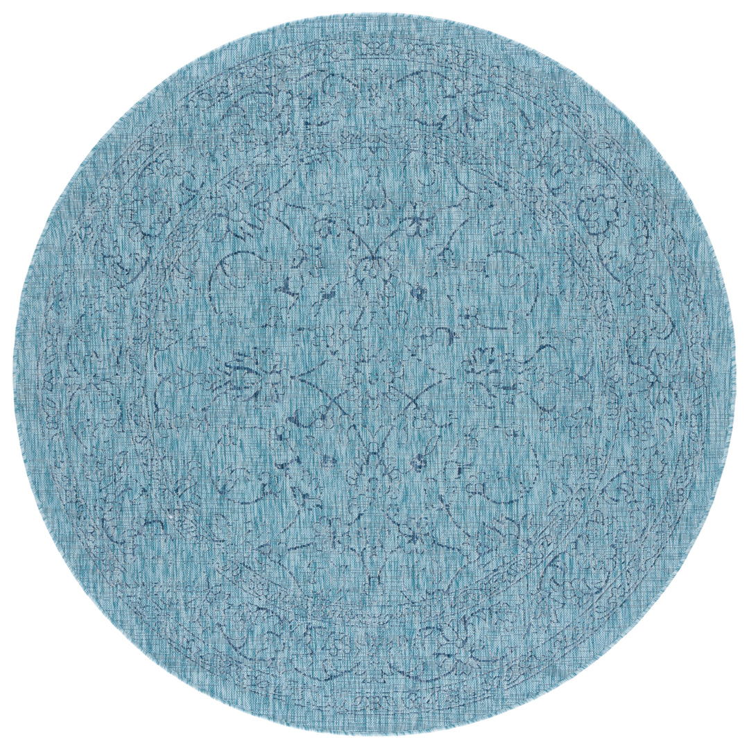 SAFAVIEH Outdoor CY8680-39412 Courtyard Aqua / Navy Rug Image 5