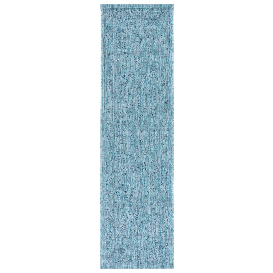 SAFAVIEH Outdoor CY8680-39412 Courtyard Aqua / Navy Rug Image 1