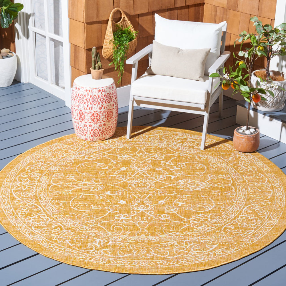 SAFAVIEH Outdoor CY8680-56021 Courtyard Gold / Ivory Rug Image 2