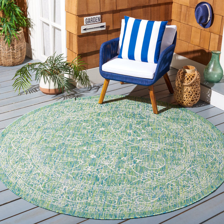 SAFAVIEH Outdoor CY8680-55721 Courtyard Green / Ivory Rug Image 2