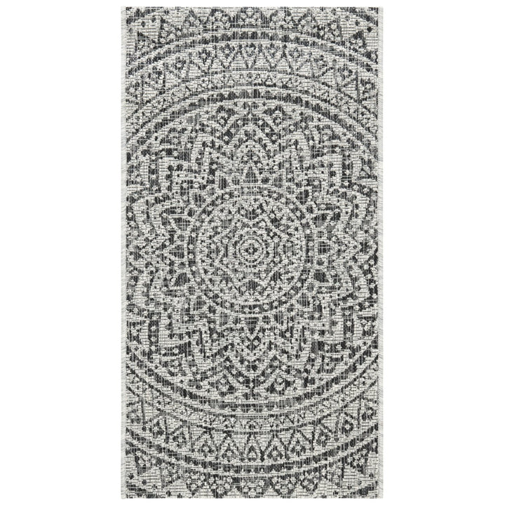 SAFAVIEH Outdoor CY8734-37612 Courtyard Light Grey / Black Rug Image 1