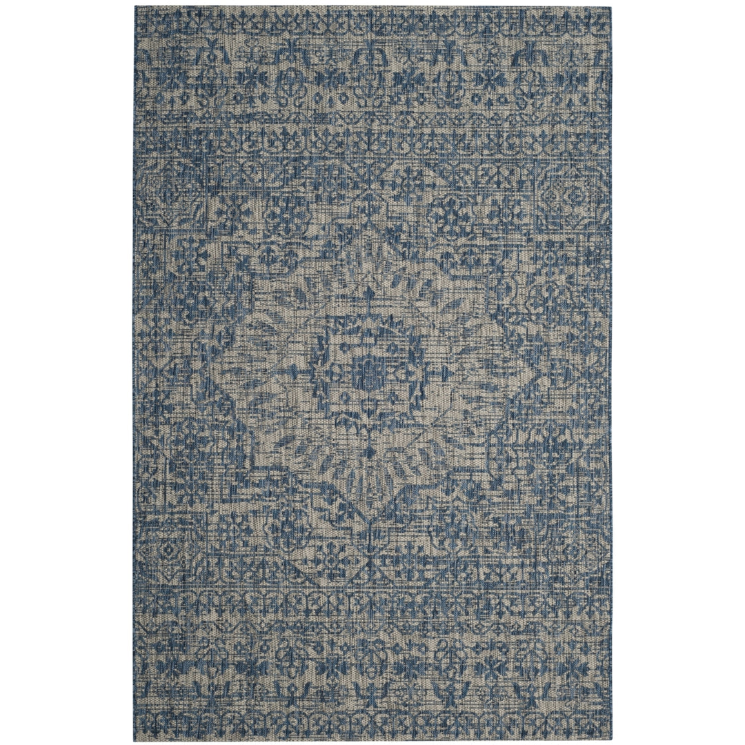 SAFAVIEH Outdoor CY8685-36812 Courtyard Grey / Navy Rug Image 1