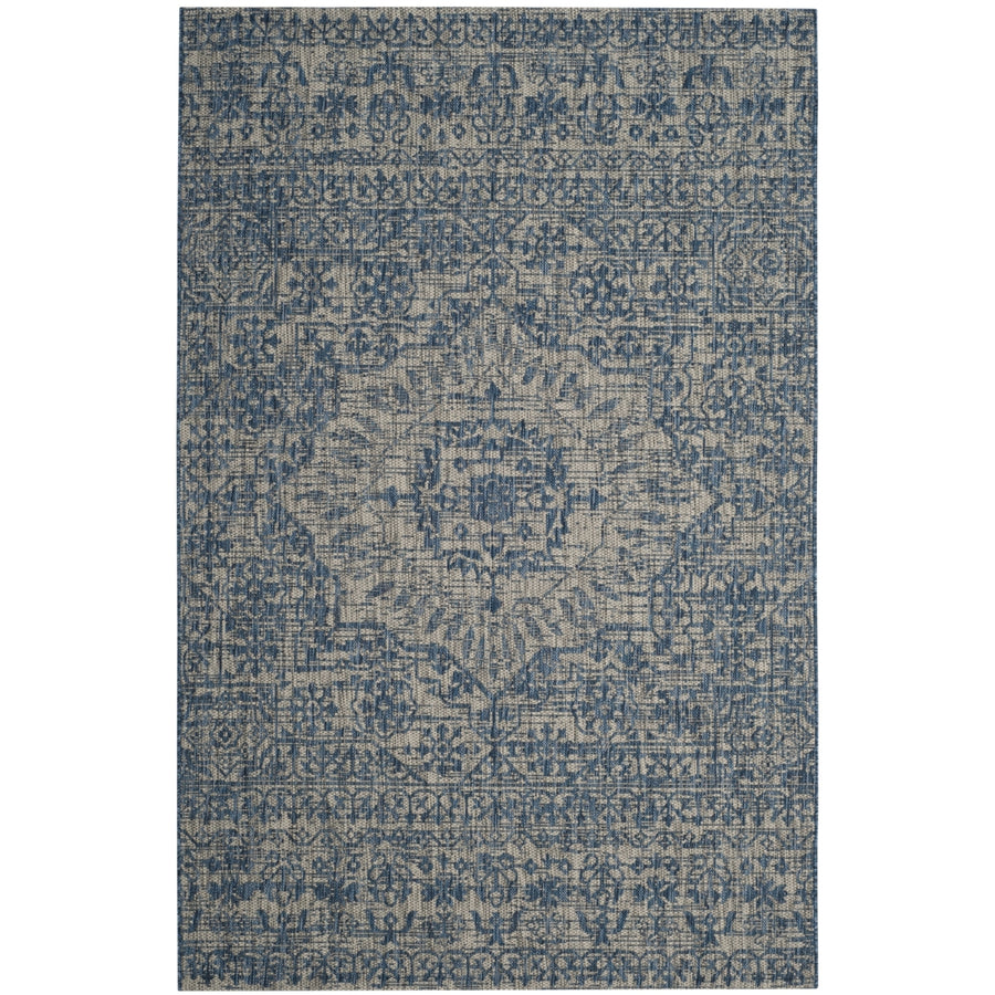 SAFAVIEH Outdoor CY8685-36812 Courtyard Grey / Navy Rug Image 1