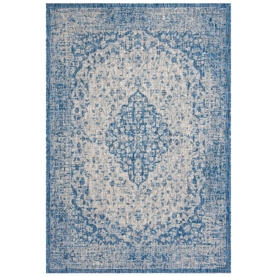 SAFAVIEH Outdoor CY8720-36812 Courtyard Blue / Grey Rug Image 1