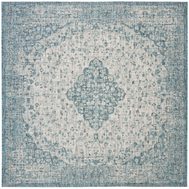 SAFAVIEH Indoor Outdoor CY8720-372 Courtyard Teal / Cream Rug Image 1