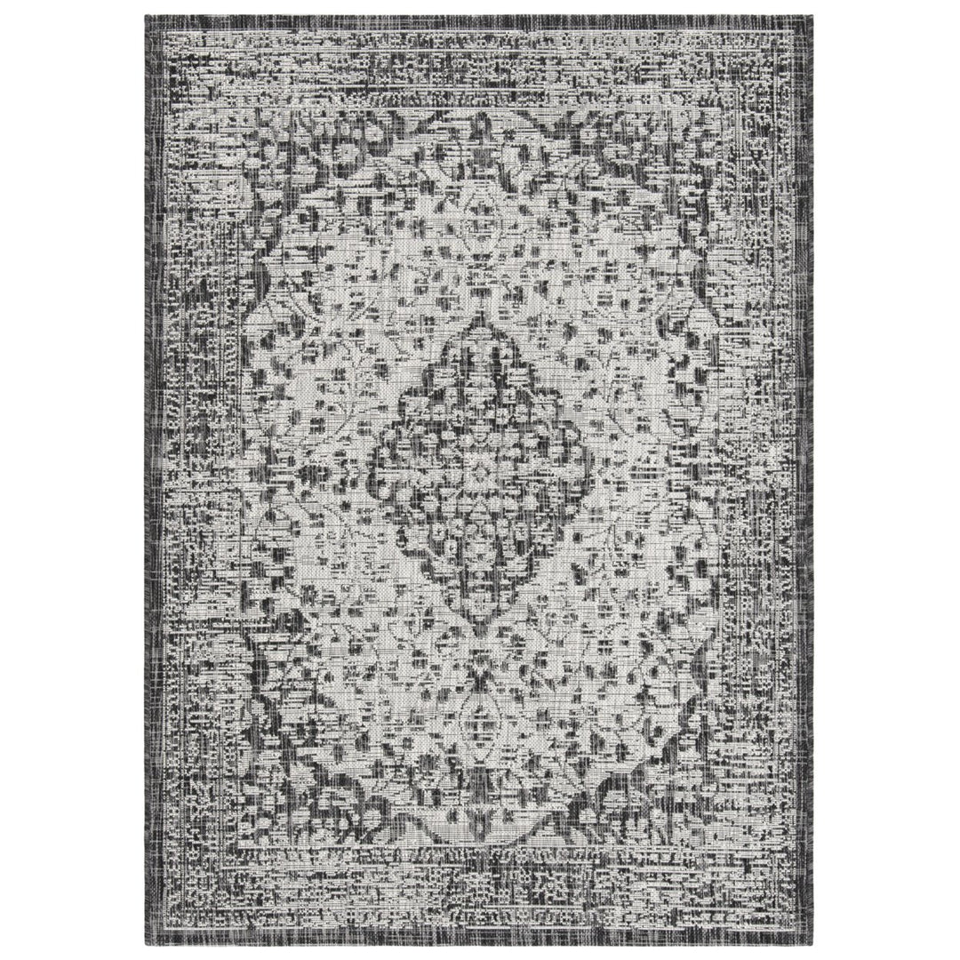 SAFAVIEH Outdoor CY8720-37612 Courtyard Black / Grey Rug Image 1