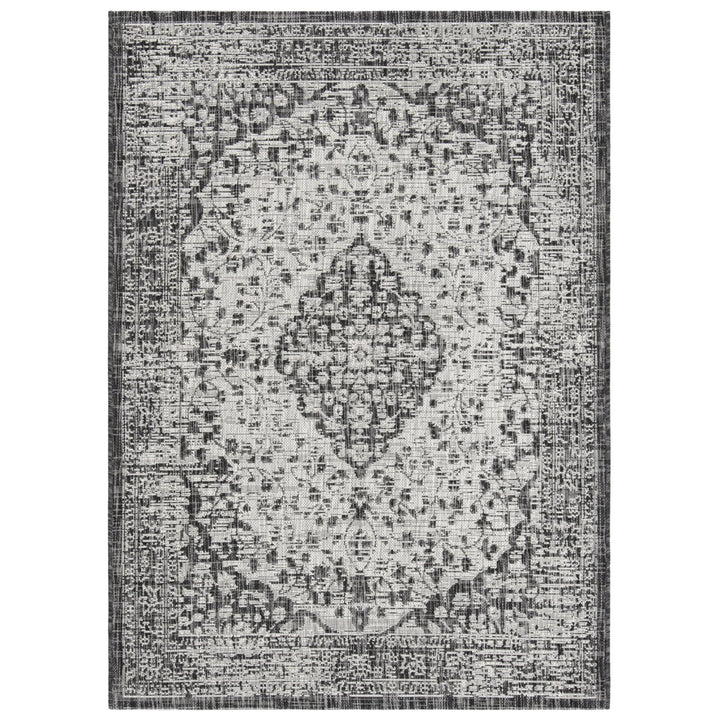 SAFAVIEH Outdoor CY8720-37612 Courtyard Black / Grey Rug Image 1