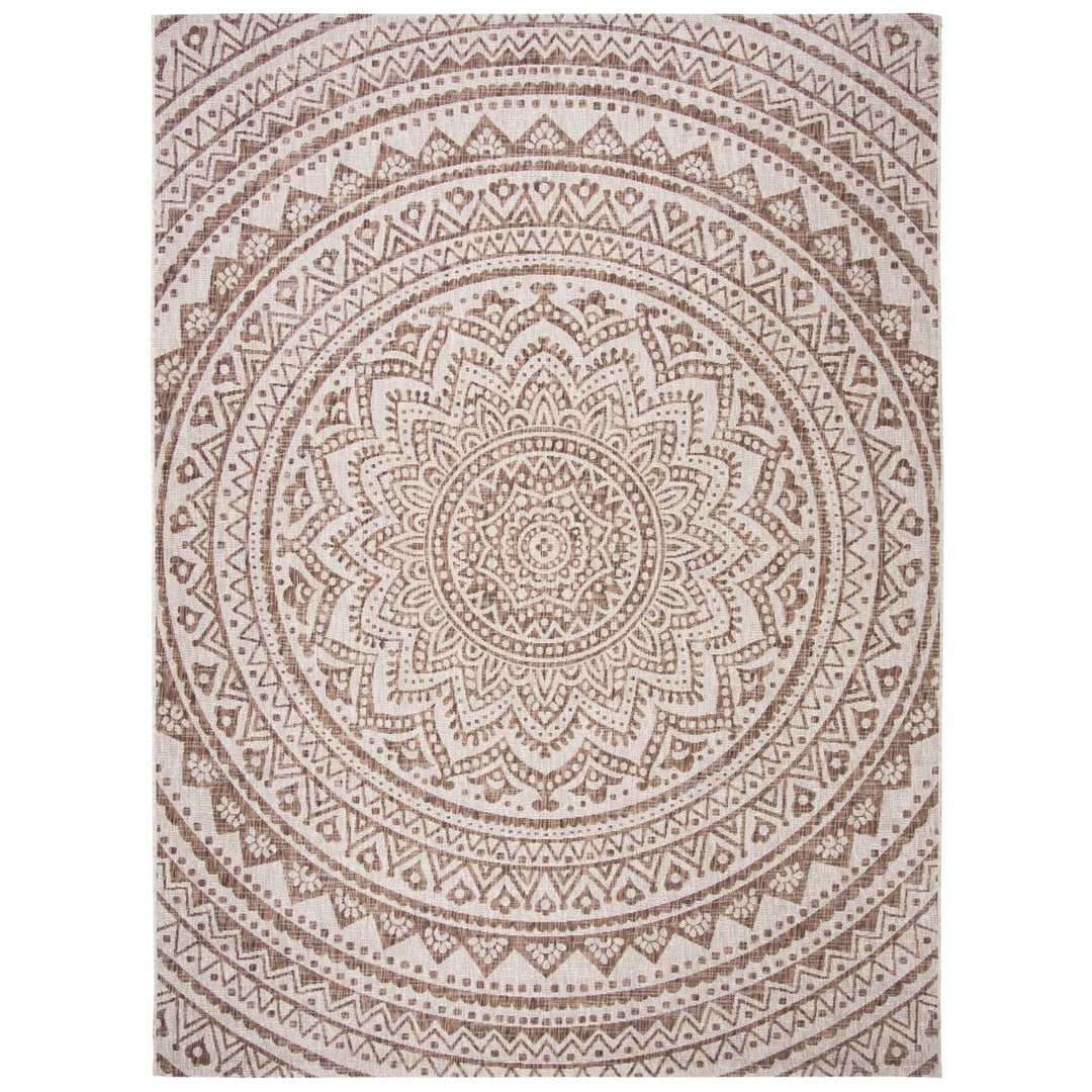 SAFAVIEH Outdoor CY8734-36312 Courtyard Lt Beige / Lt Brown Rug Image 1