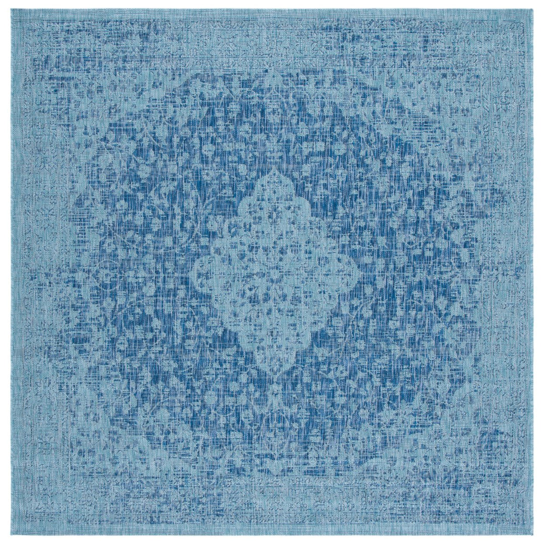 SAFAVIEH Outdoor CY8720-39421 Courtyard Navy / Aqua Rug Image 1