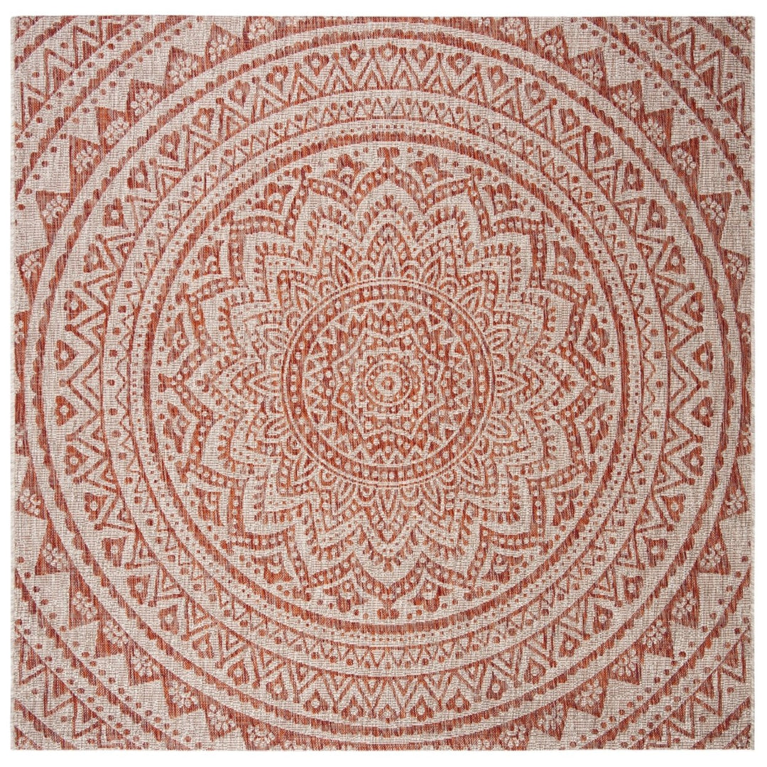 SAFAVIEH Outdoor CY8734-36512 Courtyard Lt Beige / Terracotta Rug Image 1