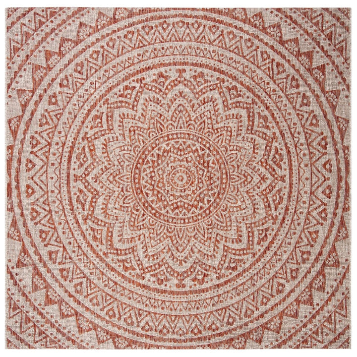 SAFAVIEH Outdoor CY8734-36512 Courtyard Lt Beige / Terracotta Rug Image 1