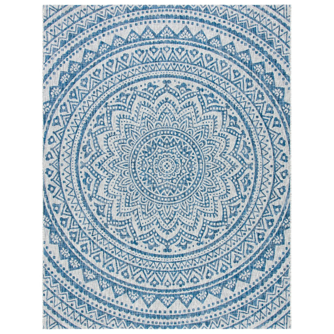 SAFAVIEH Outdoor CY8734-36812 Courtyard Light Grey / Blue Rug Image 1