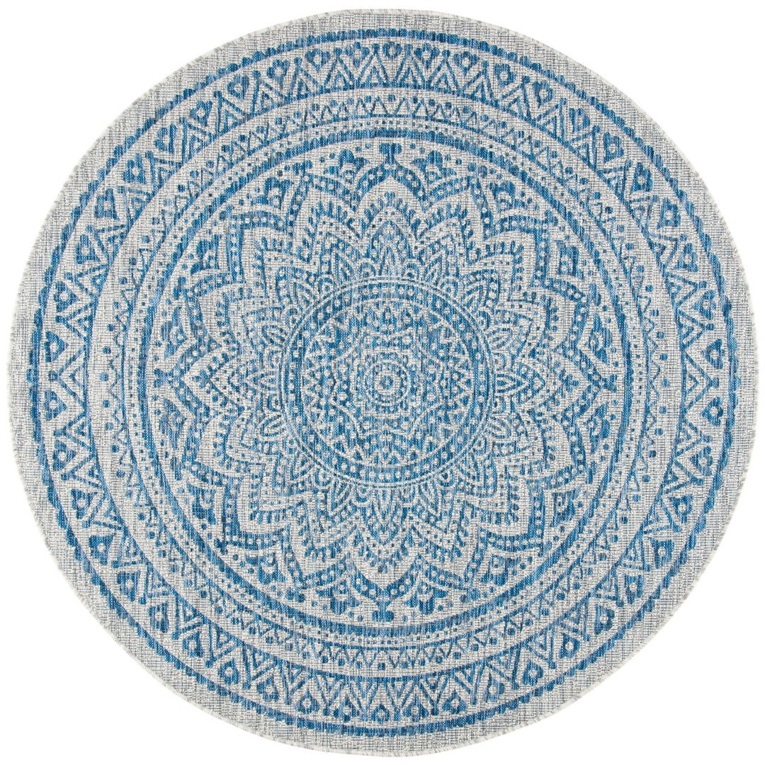 SAFAVIEH Outdoor CY8734-36812 Courtyard Light Grey / Blue Rug Image 1