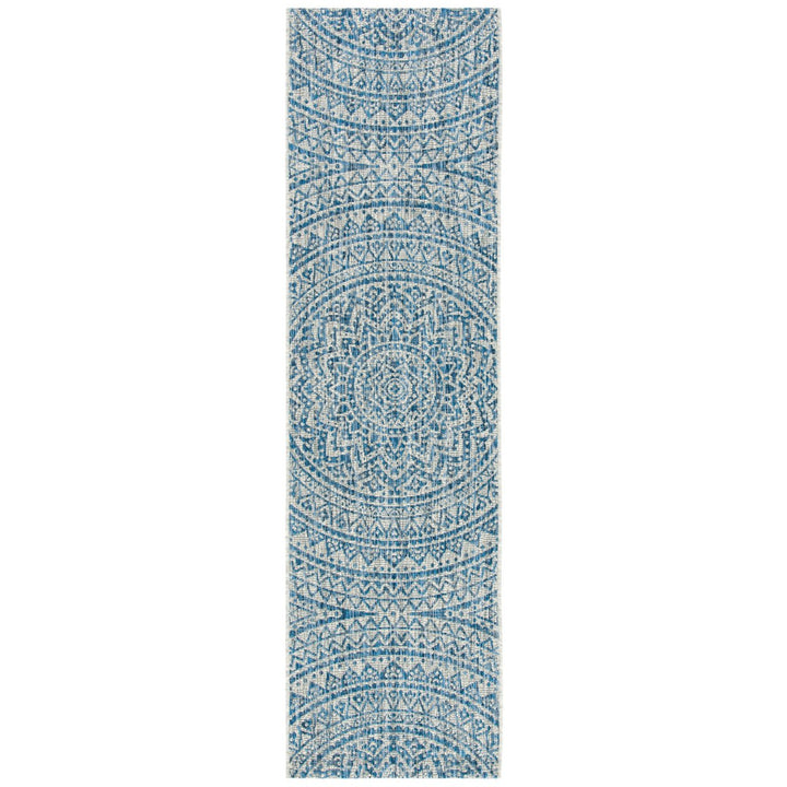 SAFAVIEH Outdoor CY8734-36812 Courtyard Light Grey / Blue Rug Image 1