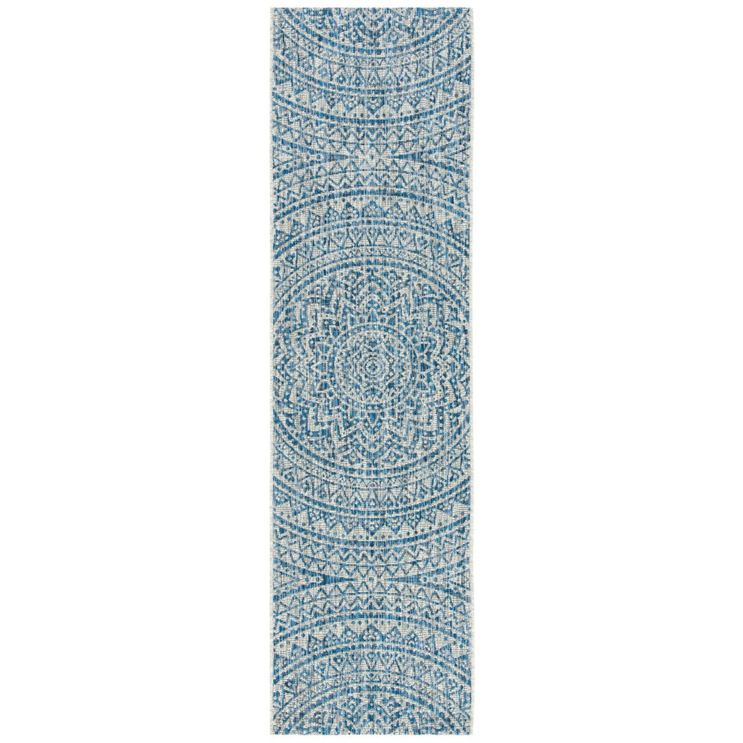 SAFAVIEH Outdoor CY8734-36812 Courtyard Light Grey / Blue Rug Image 1