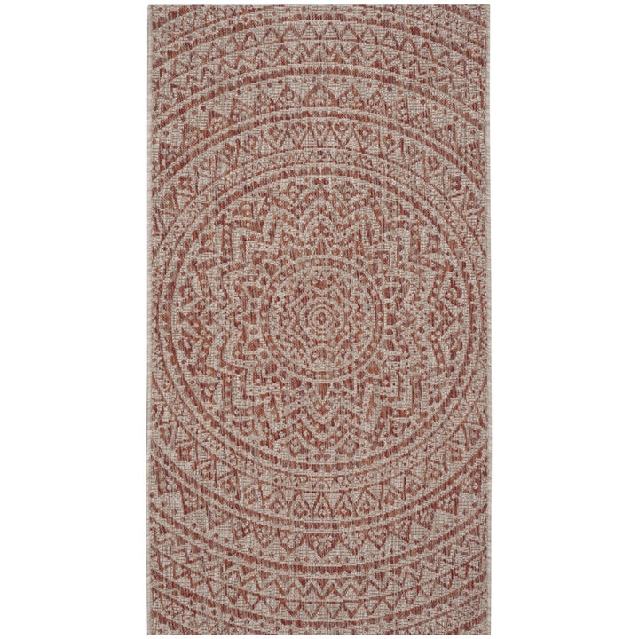 SAFAVIEH Outdoor CY8734-36512 Courtyard Lt Beige / Terracotta Rug Image 1