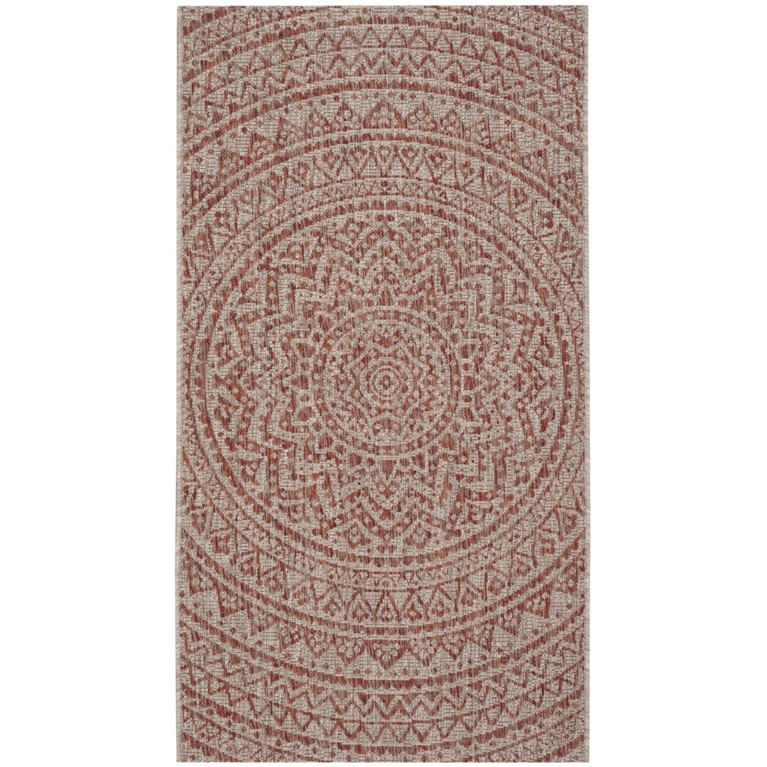 SAFAVIEH Outdoor CY8734-36512 Courtyard Lt Beige / Terracotta Rug Image 1