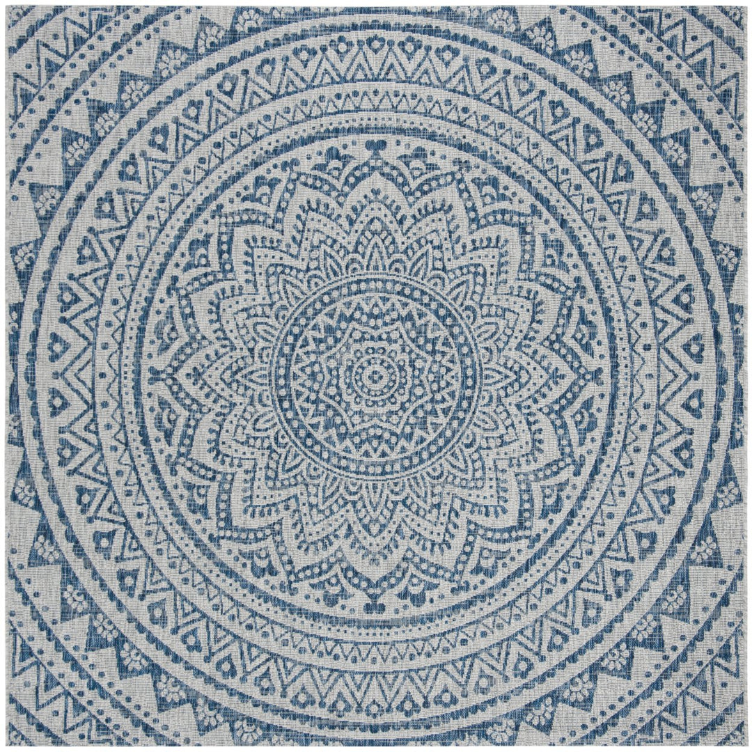 SAFAVIEH Outdoor CY8734-36812 Courtyard Light Grey / Blue Rug Image 1