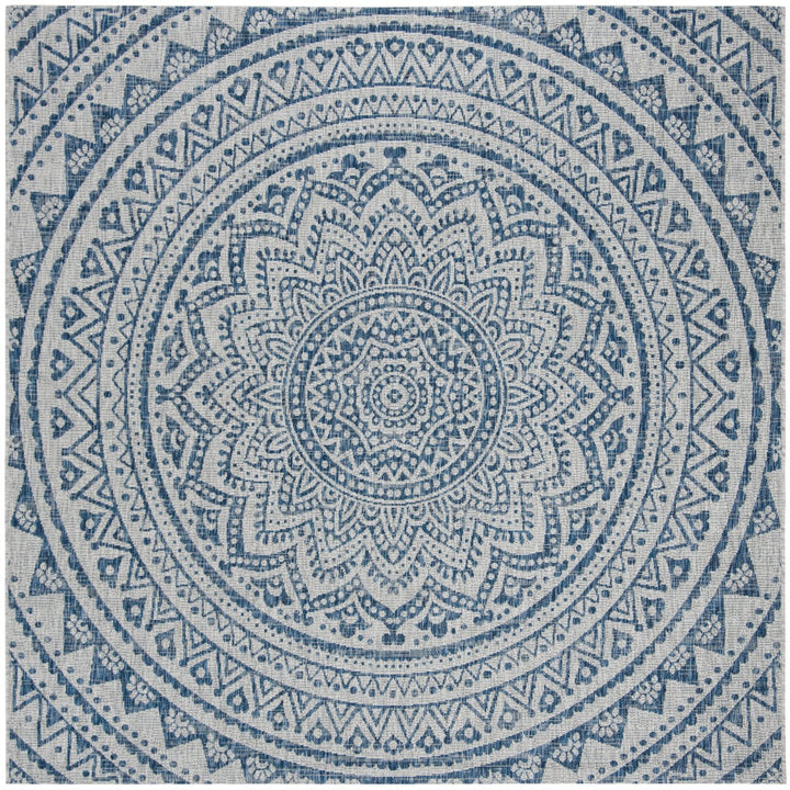 SAFAVIEH Outdoor CY8734-36812 Courtyard Light Grey / Blue Rug Image 1