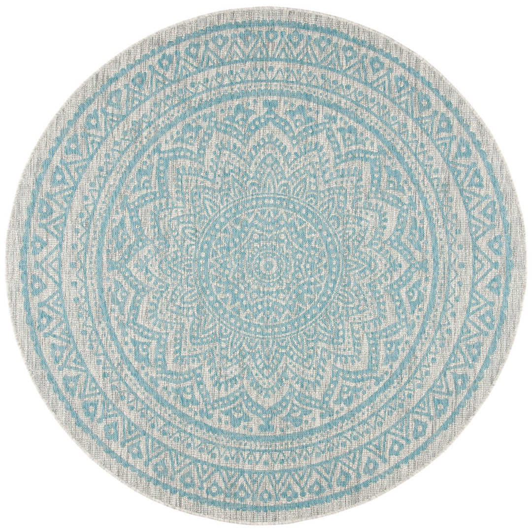 SAFAVIEH Outdoor CY8734-37112 Courtyard Light Grey / Aqua Rug Image 1