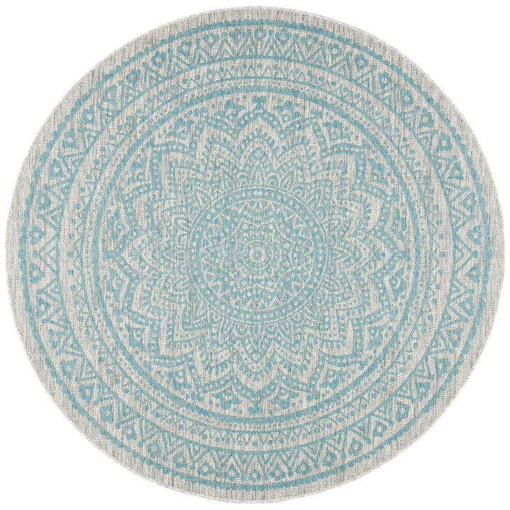 SAFAVIEH Outdoor CY8734-37112 Courtyard Light Grey / Aqua Rug Image 1