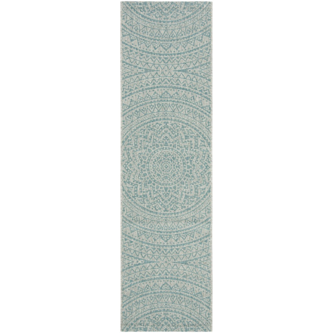 SAFAVIEH Outdoor CY8734-37112 Courtyard Light Grey / Aqua Rug Image 1