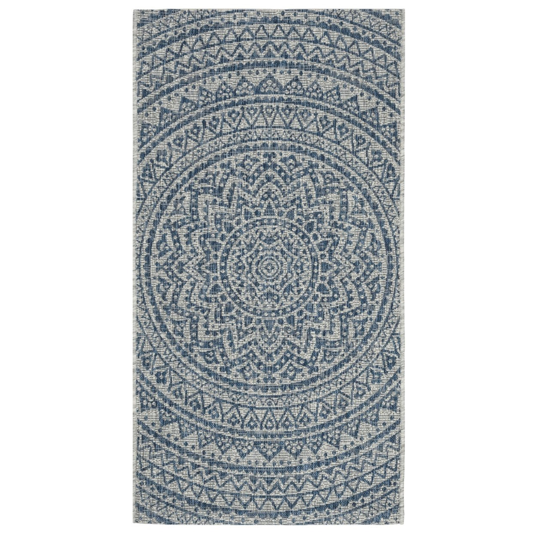 SAFAVIEH Outdoor CY8734-36812 Courtyard Light Grey / Blue Rug Image 1