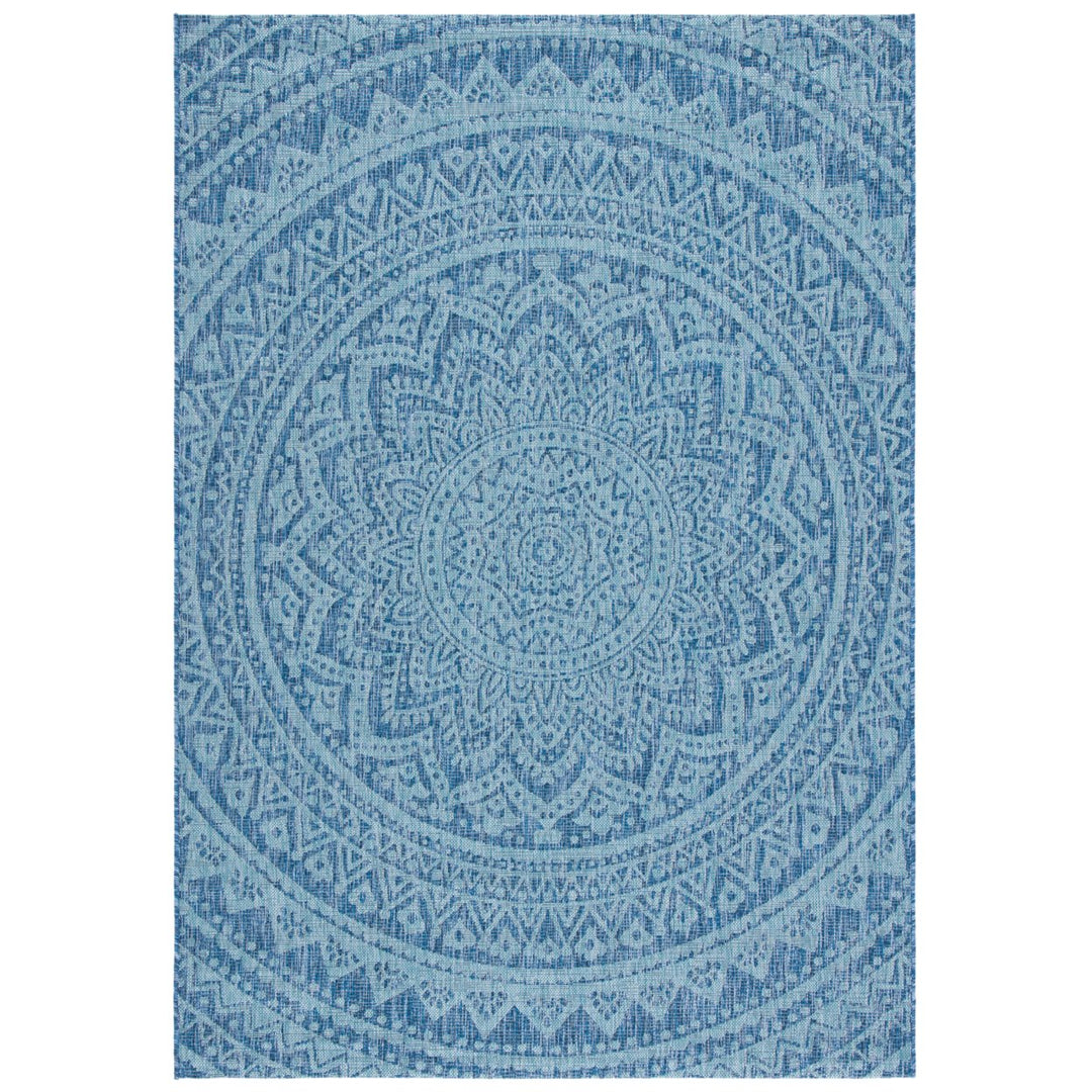 SAFAVIEH Outdoor CY8734-39421 Courtyard Navy / Aqua Rug Image 1