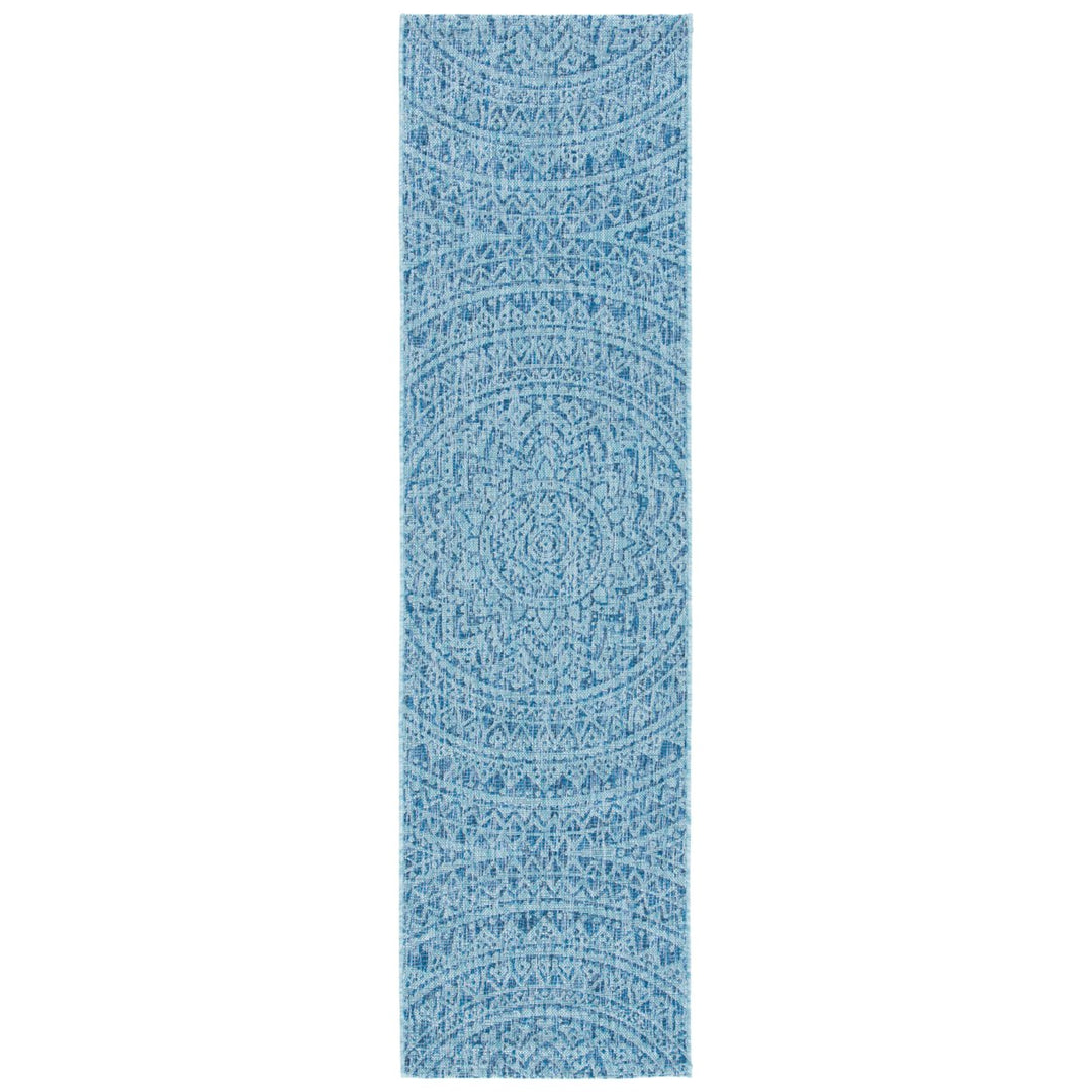 SAFAVIEH Outdoor CY8734-39421 Courtyard Navy / Aqua Rug Image 1