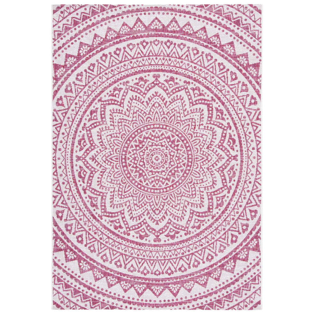 SAFAVIEH Outdoor CY8734-55912 Courtyard Ivory / Fuchsia Rug Image 1