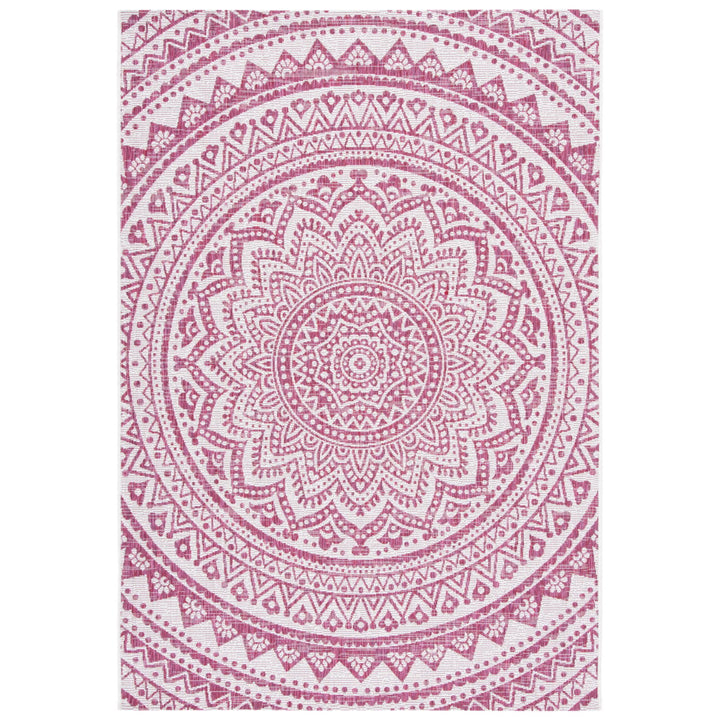 SAFAVIEH Outdoor CY8734-55912 Courtyard Ivory / Fuchsia Rug Image 1