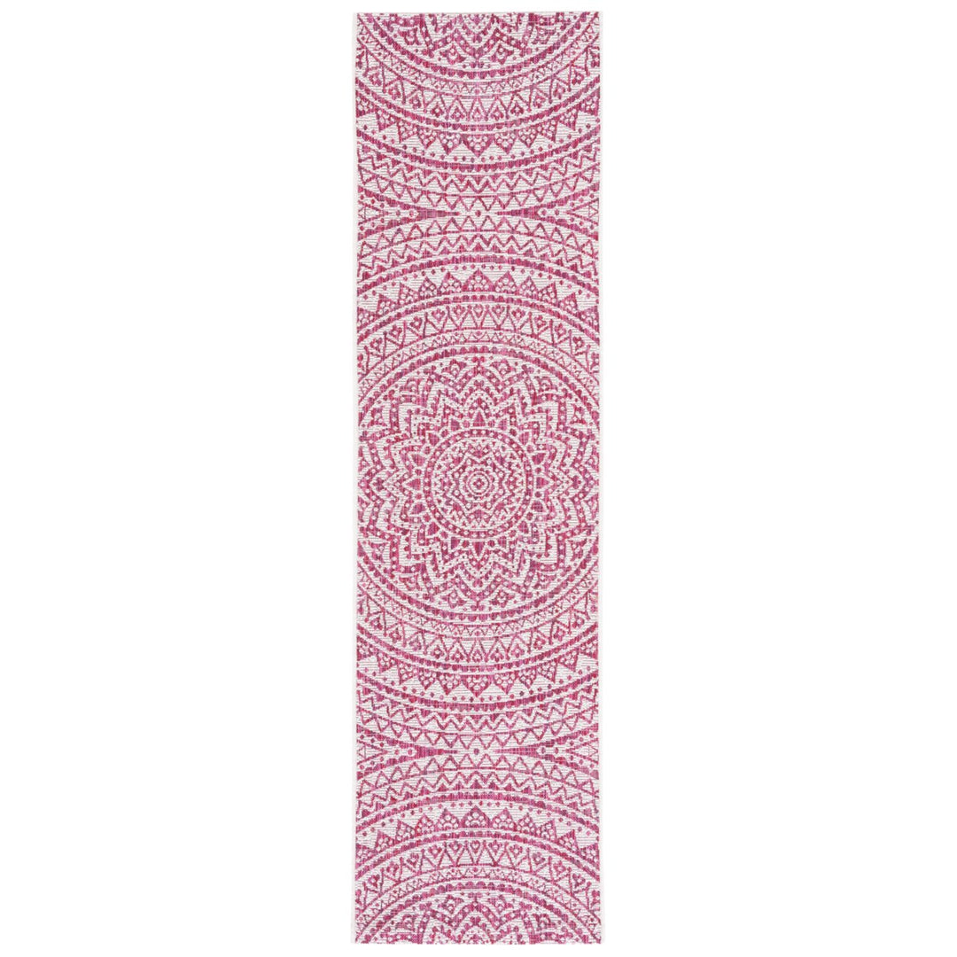 SAFAVIEH Outdoor CY8734-55912 Courtyard Ivory / Fuchsia Rug Image 1