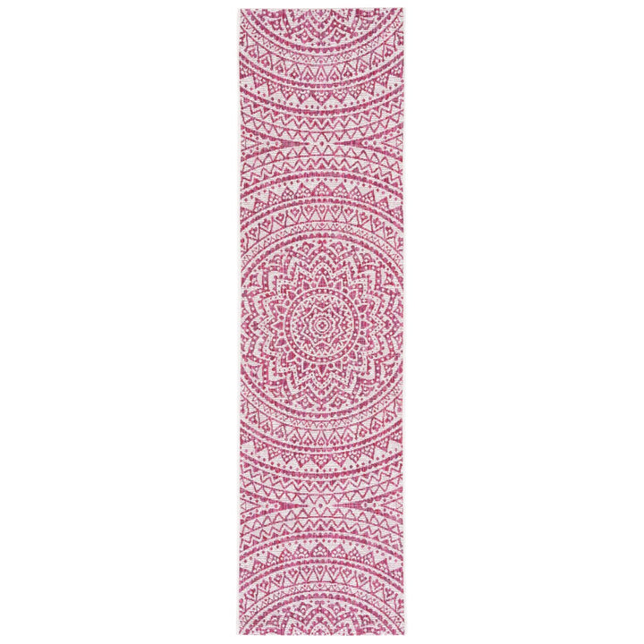 SAFAVIEH Outdoor CY8734-55912 Courtyard Ivory / Fuchsia Rug Image 1