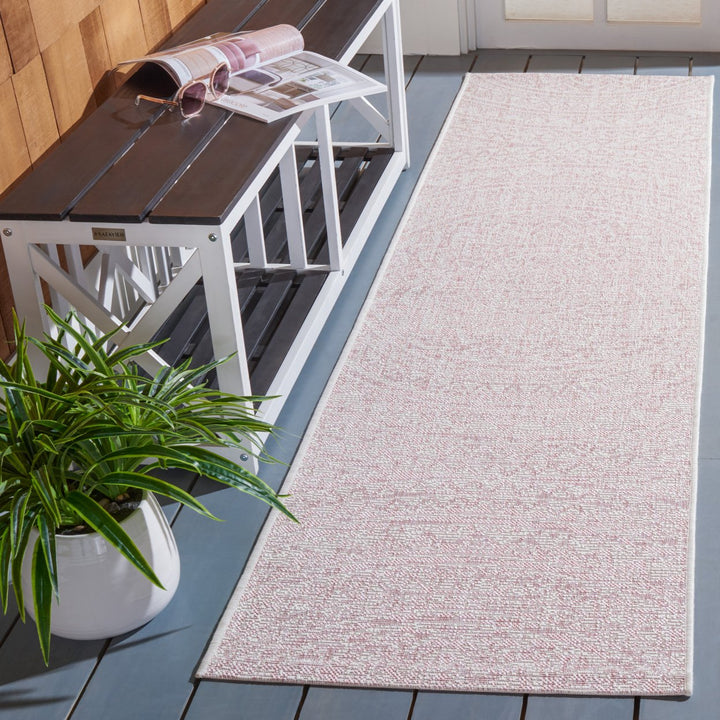 SAFAVIEH Outdoor CY8734-56212 Courtyard Ivory / Soft Pink Rug Image 3