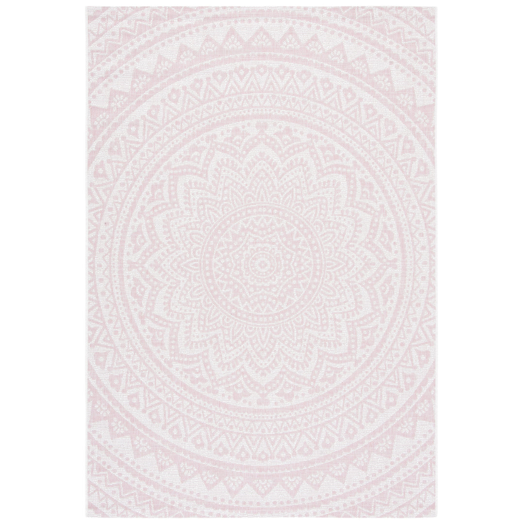 SAFAVIEH Outdoor CY8734-56212 Courtyard Ivory / Soft Pink Rug Image 4