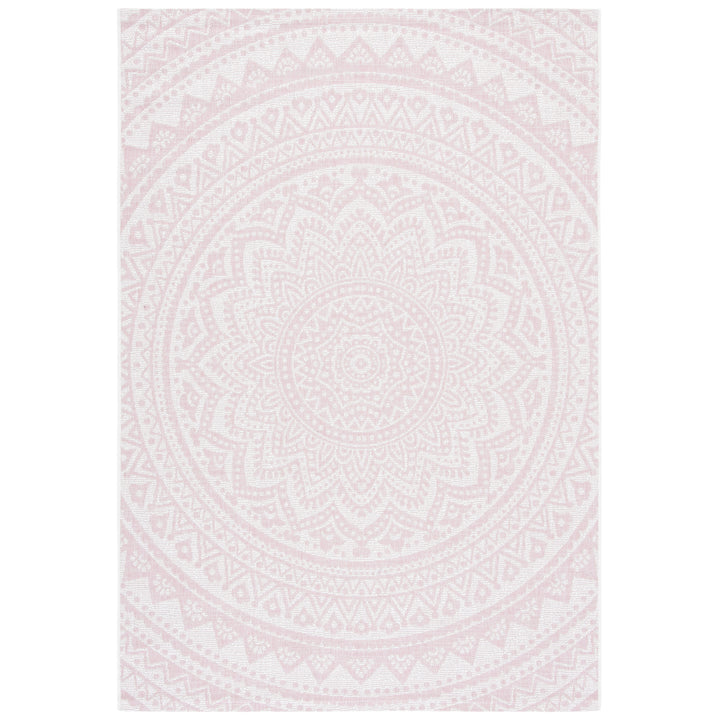 SAFAVIEH Outdoor CY8734-56212 Courtyard Ivory / Soft Pink Rug Image 4