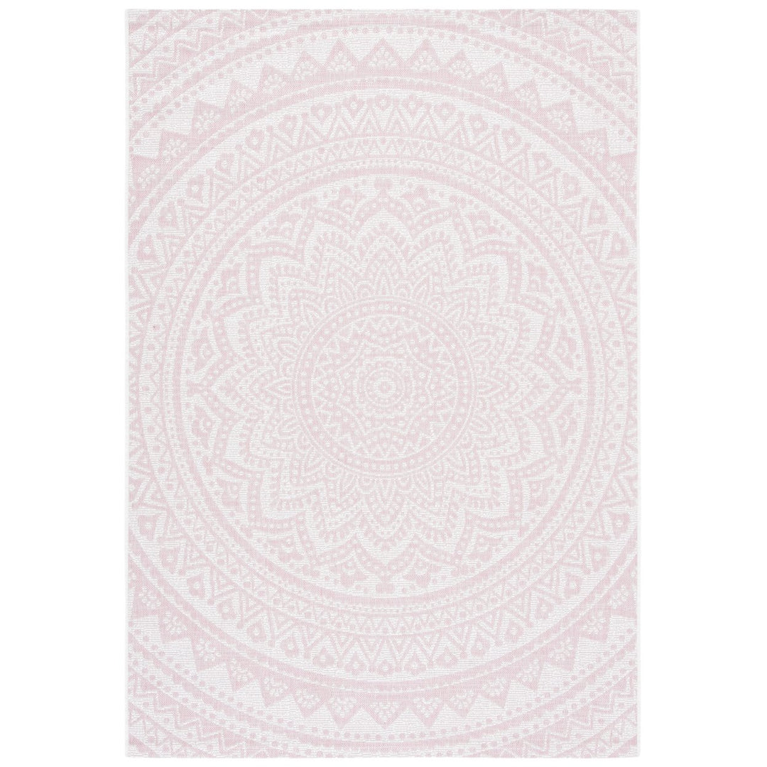 SAFAVIEH Outdoor CY8734-56212 Courtyard Ivory / Soft Pink Rug Image 1