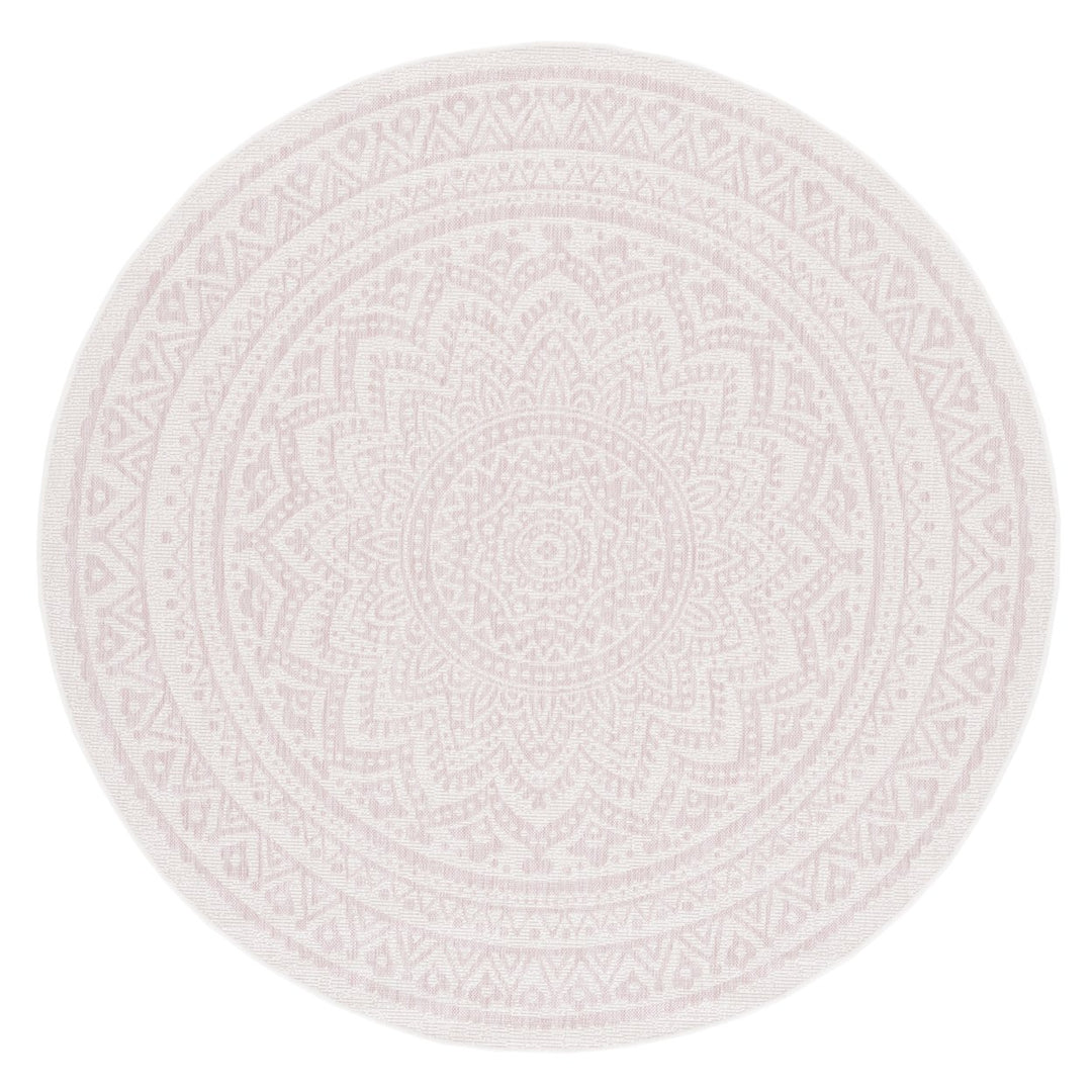 SAFAVIEH Outdoor CY8734-56212 Courtyard Ivory / Soft Pink Rug Image 5