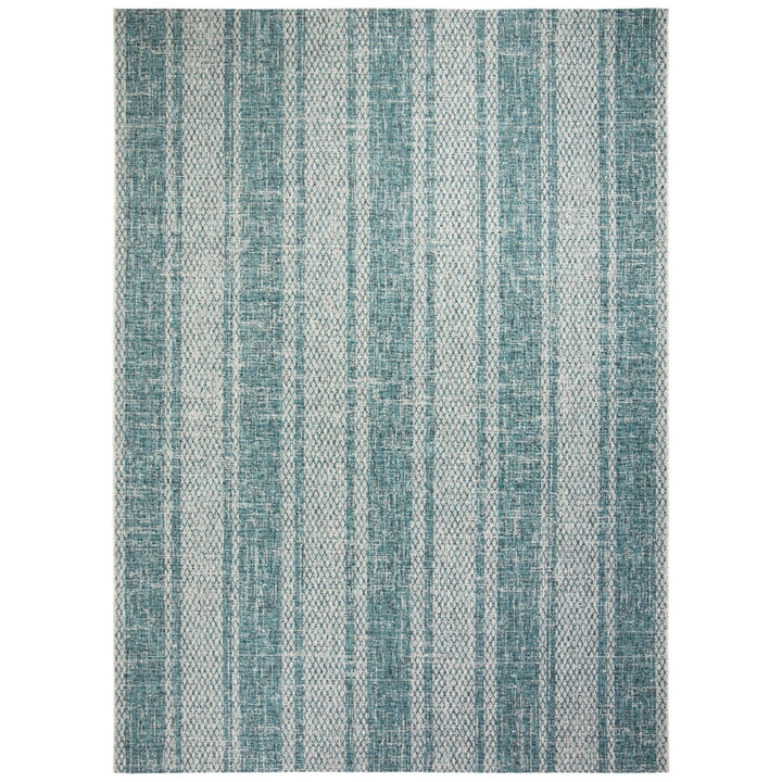 SAFAVIEH Outdoor CY8736-37212 Courtyard Light Grey / Teal Rug Image 1